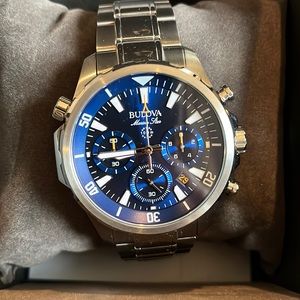 Bulova Men's Watch 96B256 Marine Star Blue Dial Chronograph Stainless Steel 43mm
